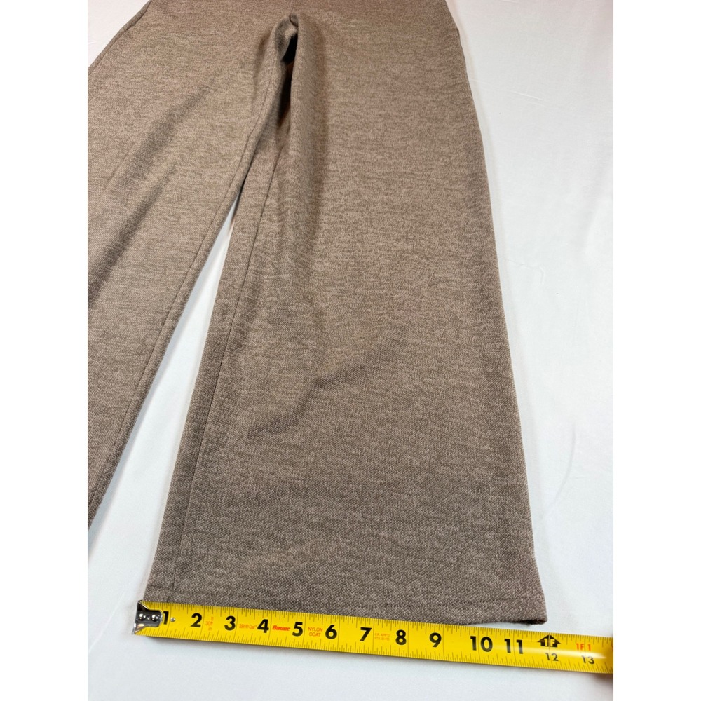 Zara Womens Basic Pique Knit Wide Leg Pants Taupe Brown Pull On Trousers Size S - Picture 4 of 7